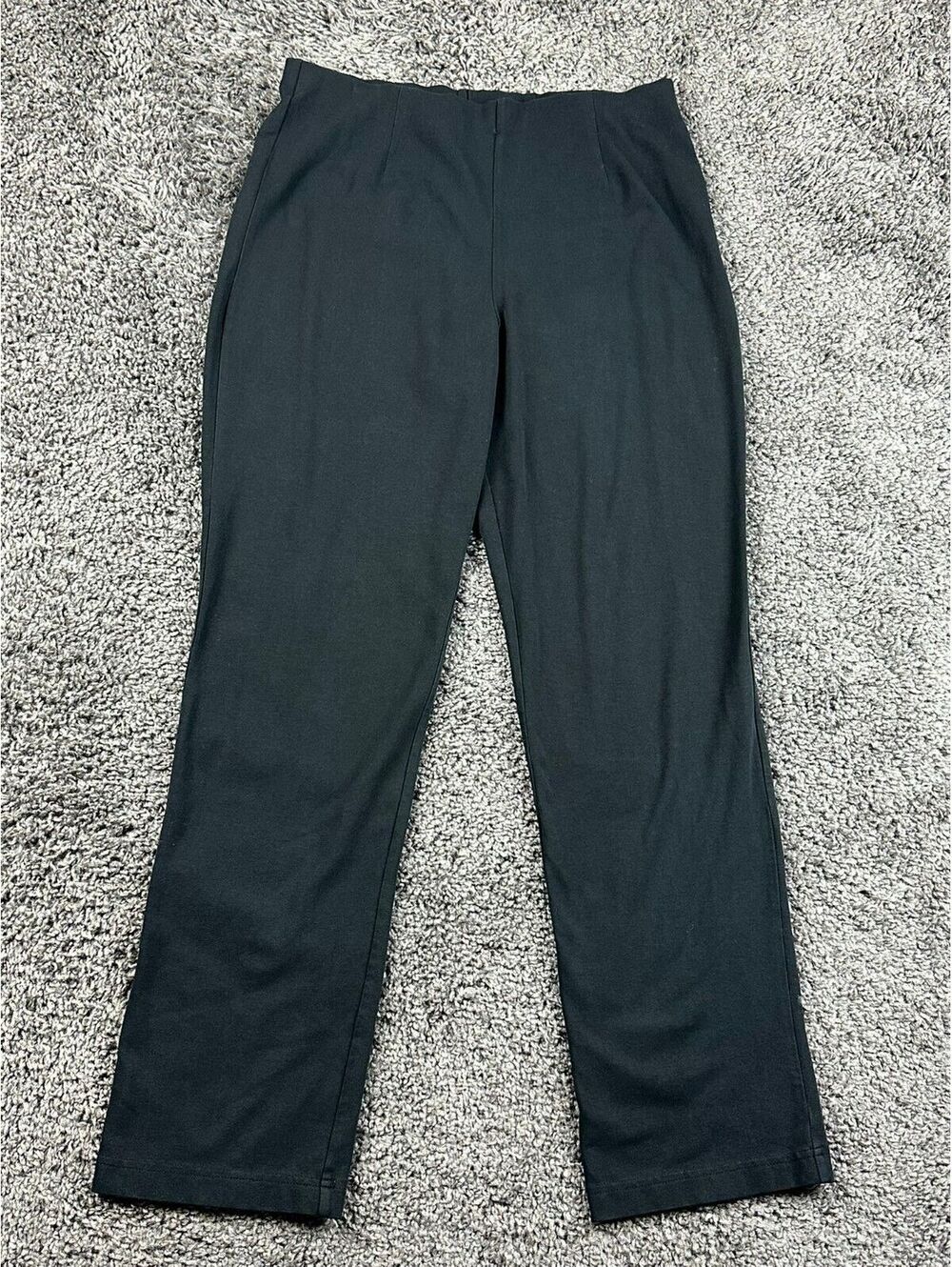 LL Bean Perfect Fit Pants Women's Medium Regular Black Cotton Lycra Straight Leg